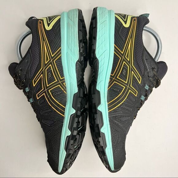 Asics Gel Venture 7 Running Shoes in Black Orange Pop 9 Wide - Picture 6 of 9